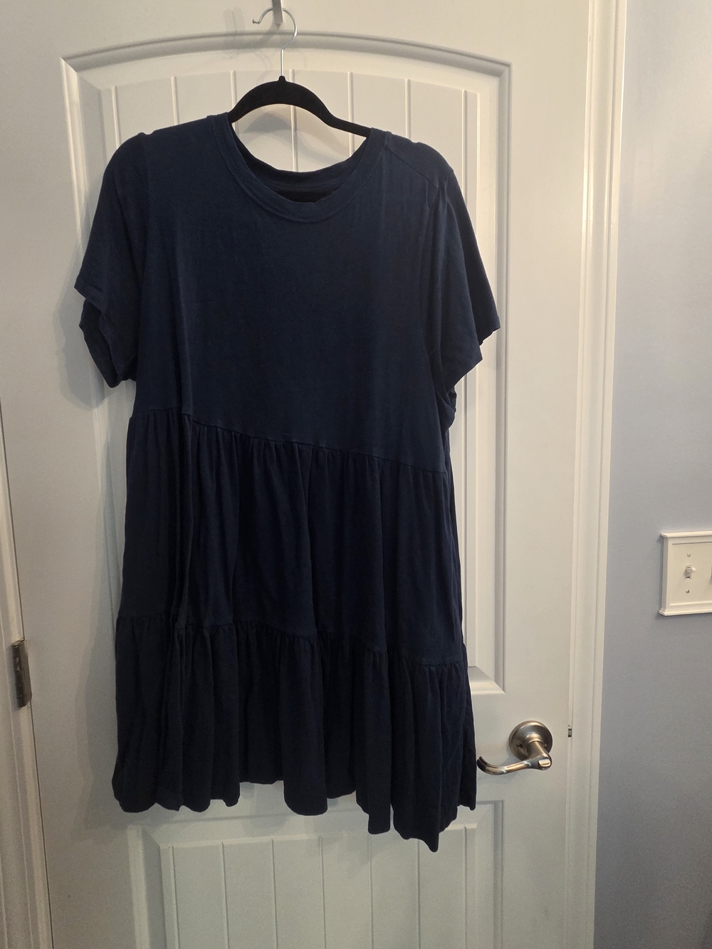 Women's Navy Tiered Short-Sleeve Dress